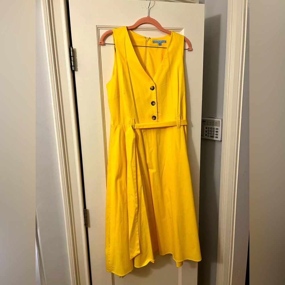 Antonio Melani yellow dress with belt, size 10